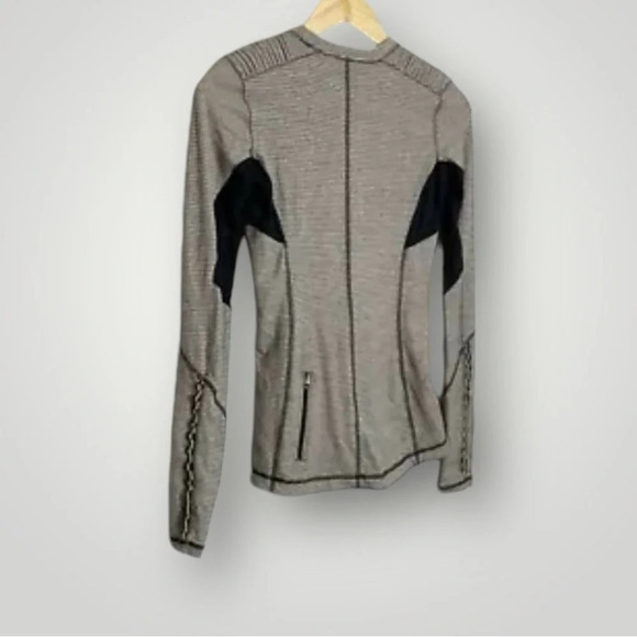 Lululemon | Rulu Star Runner Tonka Stripe Top Back Zipper Thumbholes - Picture 7 of 9